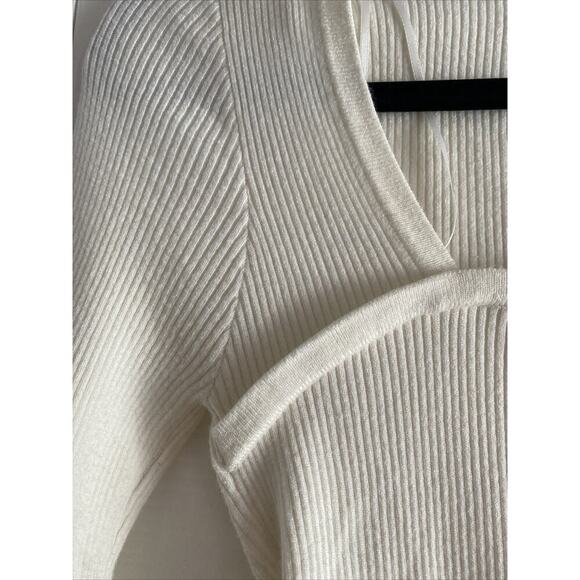 Lucy Paris Women's Small Ivory Ribbed Assymetrical Neckline‎ - Picture 4 of 5